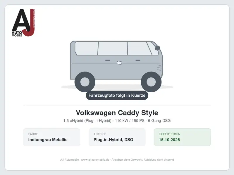Volkswagen Caddy 1.5 TSI eHybrid DSG Style – Frontansicht