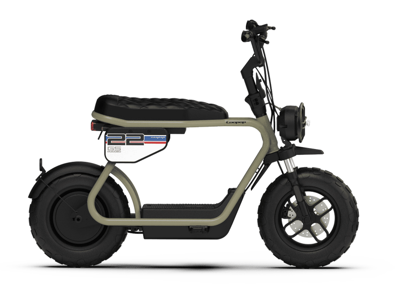 Coopop Rugged GS E-Moped schräg von vorne, weiße Ausführung