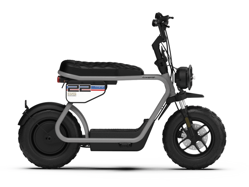 Coopop Rugged GS E-Moped Seitenansicht, graue Ausführung