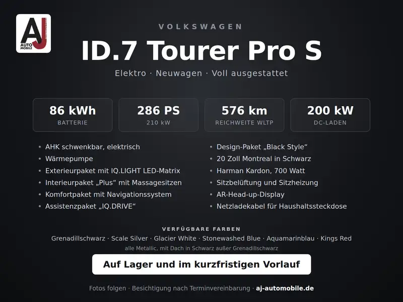 Volkswagen ID.7 Tourer Pro S 86kWh – Frontansicht