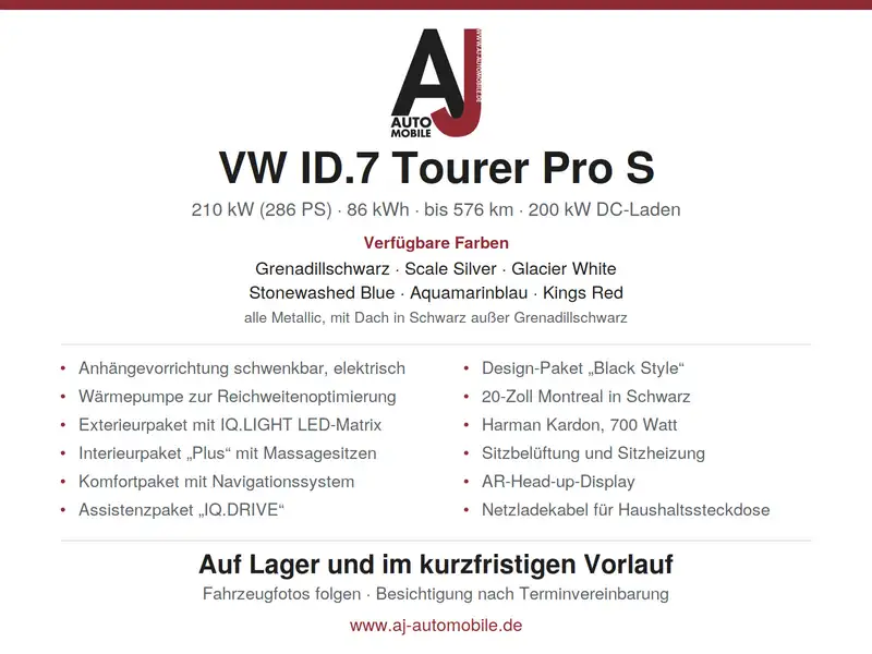Volkswagen ID.7 Tourer Pro S 86kWh – Bild 13