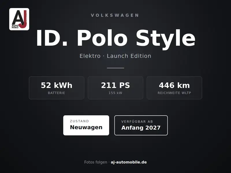 Volkswagen ID. Polo Style Launch Edition 52kWh in Oyster Silver – Frontansicht